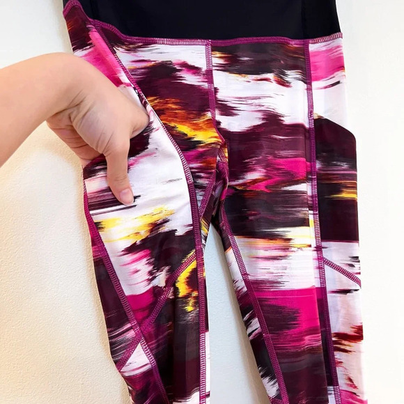 Lululemon Colorful Watercolor Ruffle Ankle Running Athletic Pants Leggings 4 - Picture 5 of 8